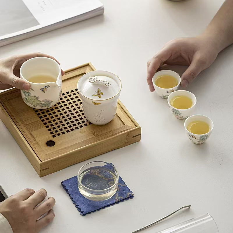 [Tea Utensils] Hydrangea-One Pot Four Cup Travel Tea Set