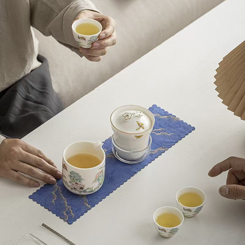 [Tea Utensils] Hydrangea-One Pot Four Cup Travel Tea Set