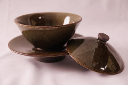 [Tea Cup] Rock Ceramic - Handmade Wood-fired make “QingShan”(青山) Gaiwan