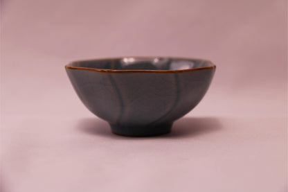 [Tea Cup] Ice Lake Blue Eight-Sided Ribbed Cup