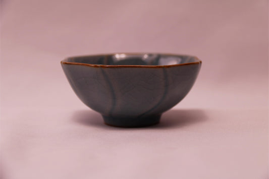 [Tea Cup] Ice Lake Blue Eight-Sided Ribbed Cup